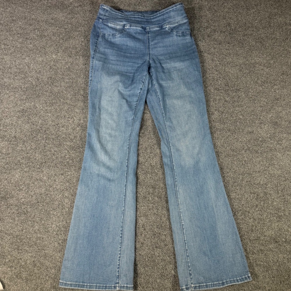 American Eagle Luxe Stretch Flare Jeans Pull On Jeggings M Medium Blue Womens